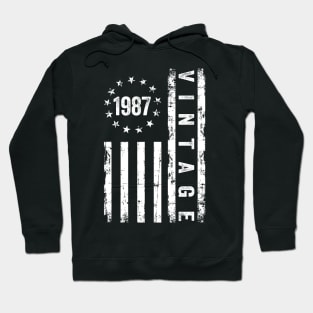 37 Years Old Gifts Vintage 1987 American Flag 37th Birthday Hoodie